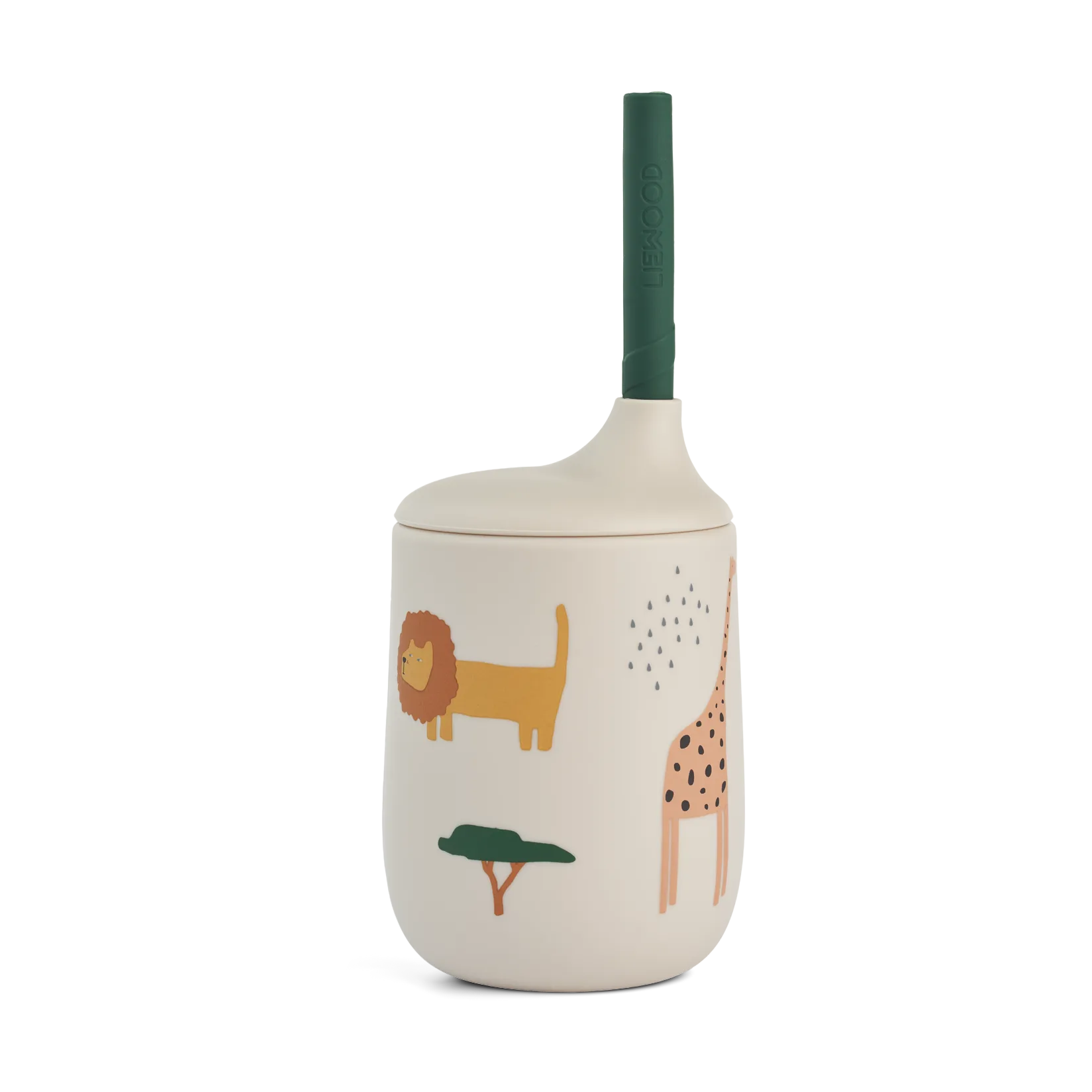 Ellis printed sippy cup with straw 23 cl, Safari sandy mix Liewood