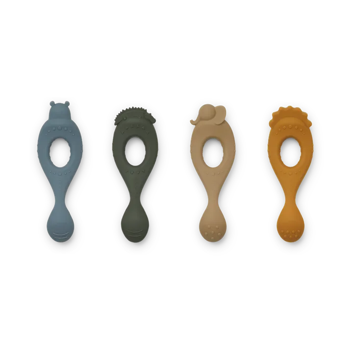 Livia spoon 4 pieces - Safari-blue multi mix - Liewood