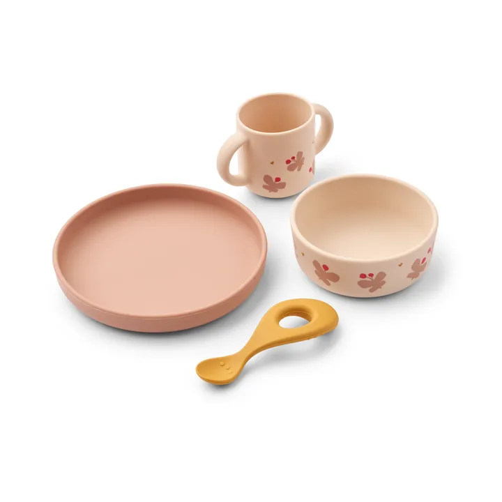 Vivi printed dinnerware set 4 pieces. - Butterfly-apple blossom - Liewood