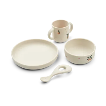 Vivi printed dinnerware set 4 pieces - Peach-Sea shell mix - Liewood