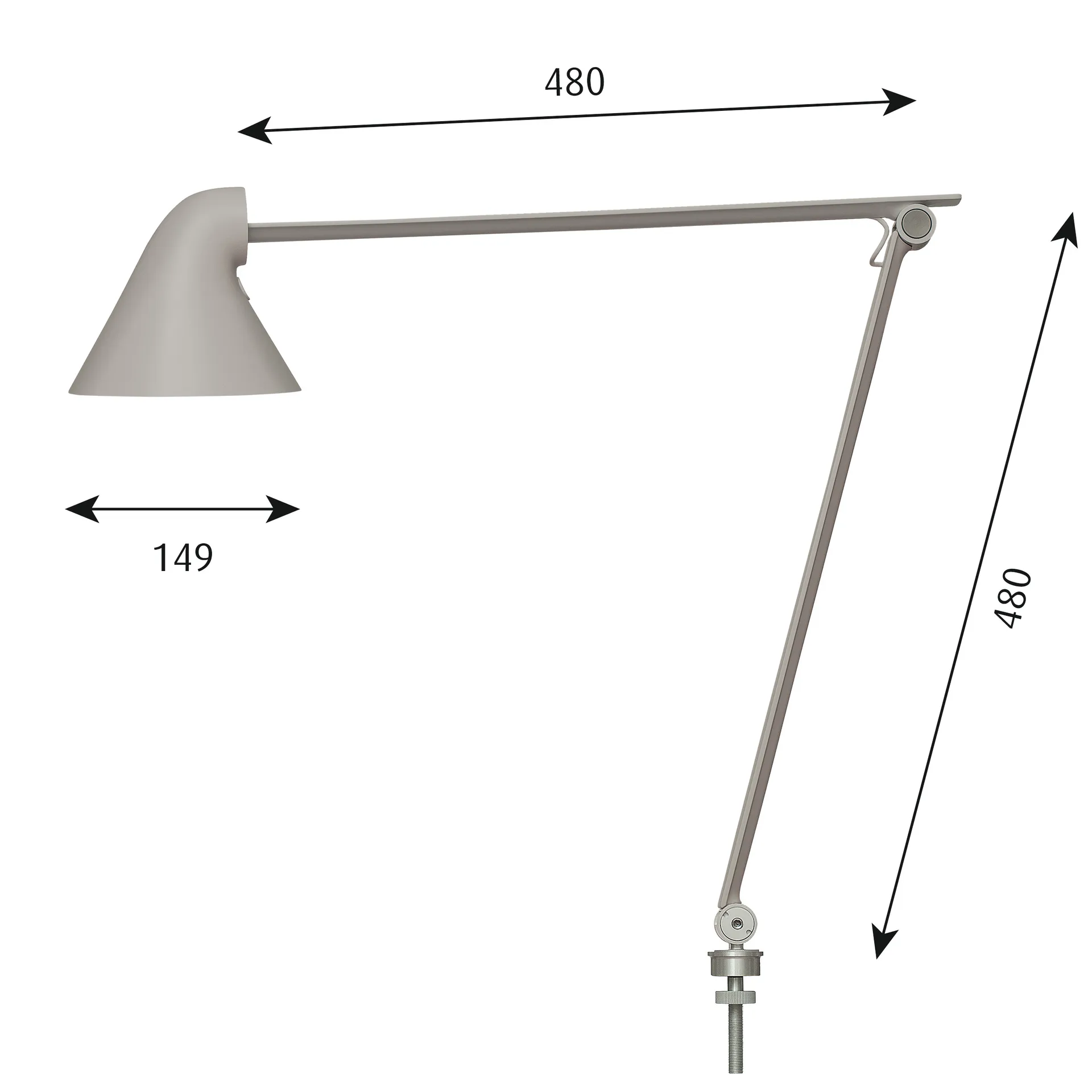 NJP table lamp Ø10 mm, Light grey Louis Poulsen