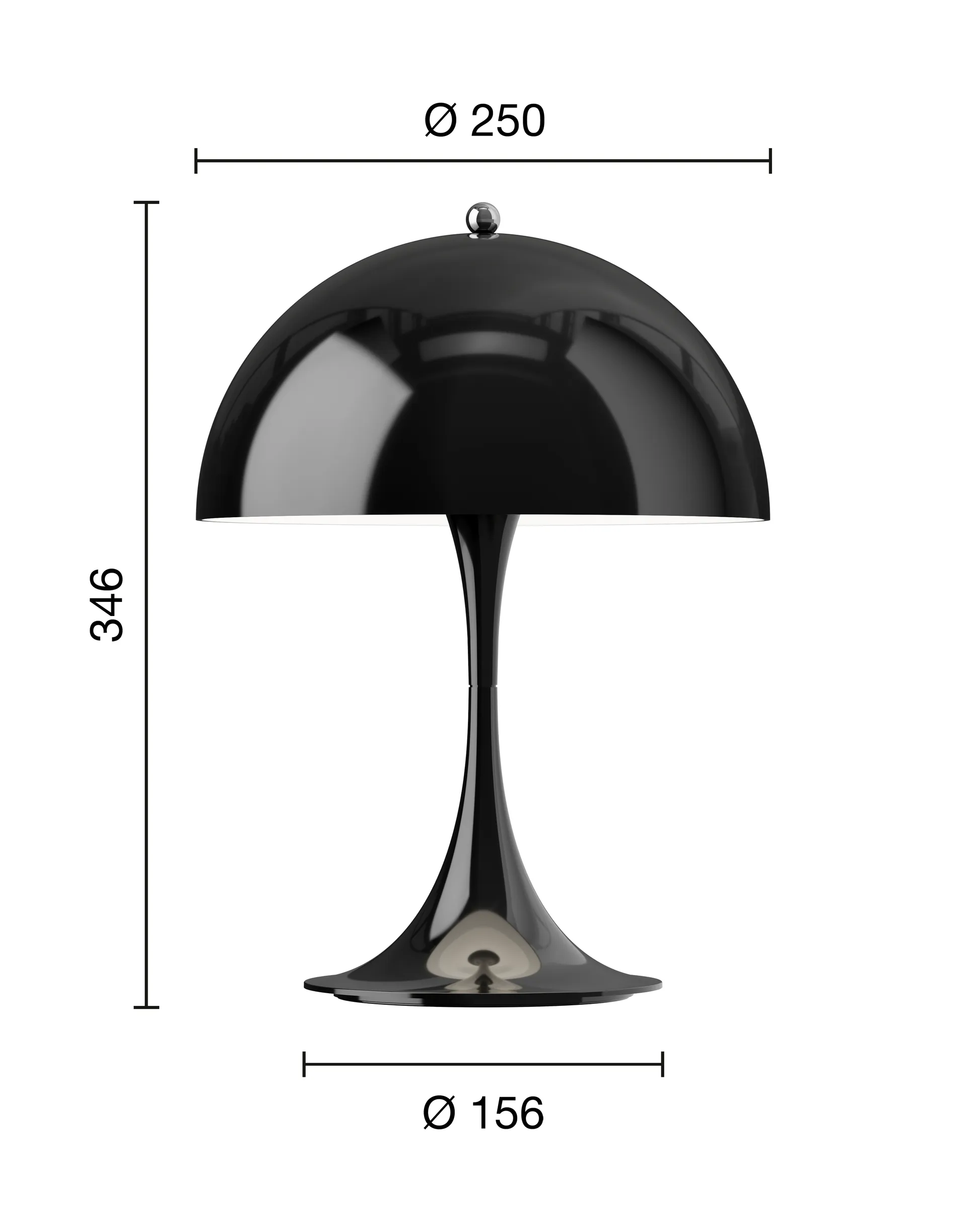 Panthella 250 portable table lamp V3, Opaque black Louis Poulsen