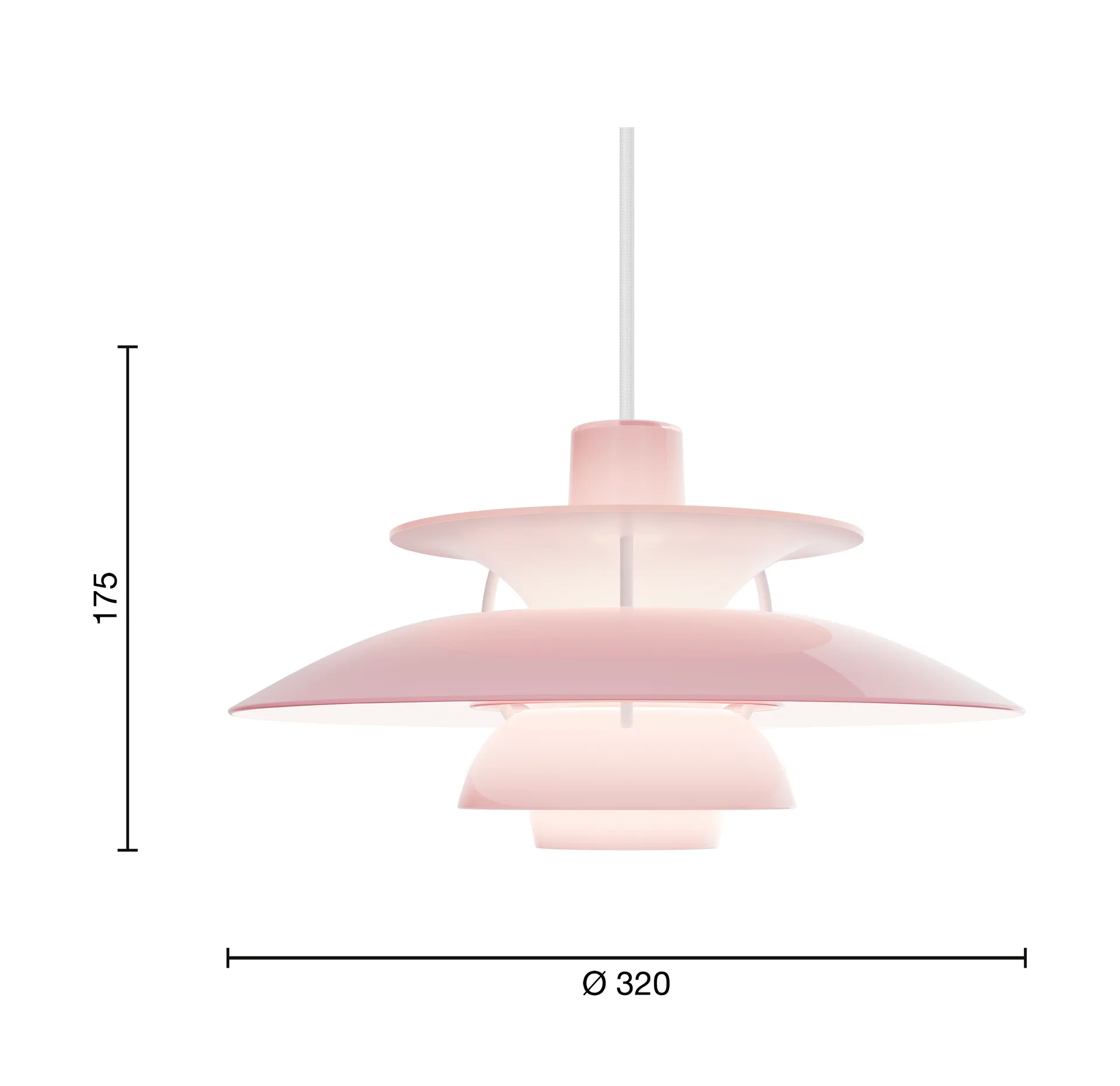 PH 5 pendant lamp, Ø320, Opal pale rose Louis Poulsen
