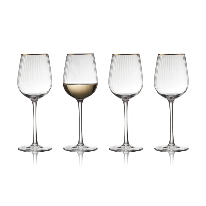 Palermo Gold white wine glass 30 cl 4-pack - Clear-gold - Lyngby Glas