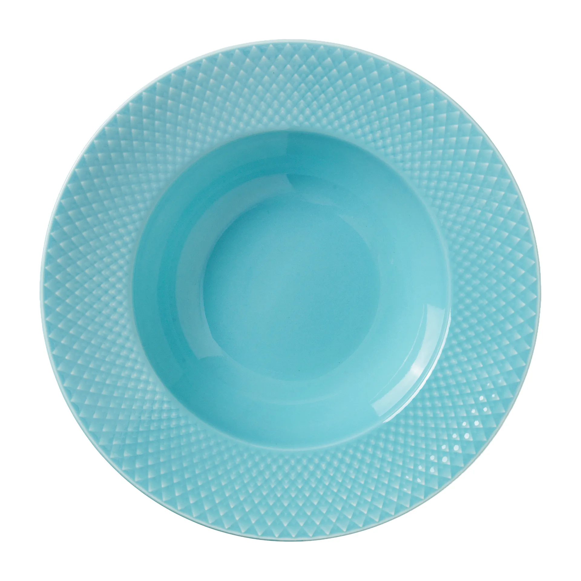Rhombe deep plate Ø24.5 cm, Turquoise Lyngby Porcelæn