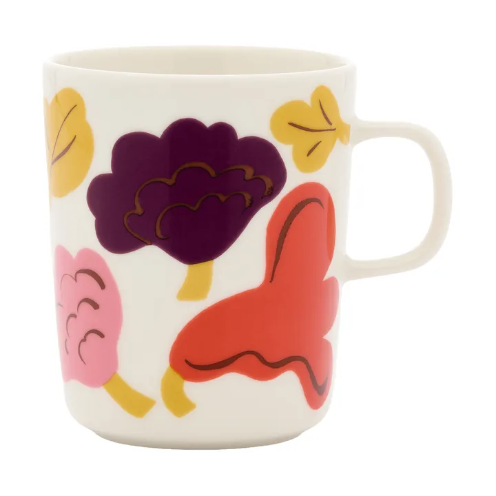 Kukasta Kukkaan mug - White-pink-terracotta-plum, 25 cl - Marimekko