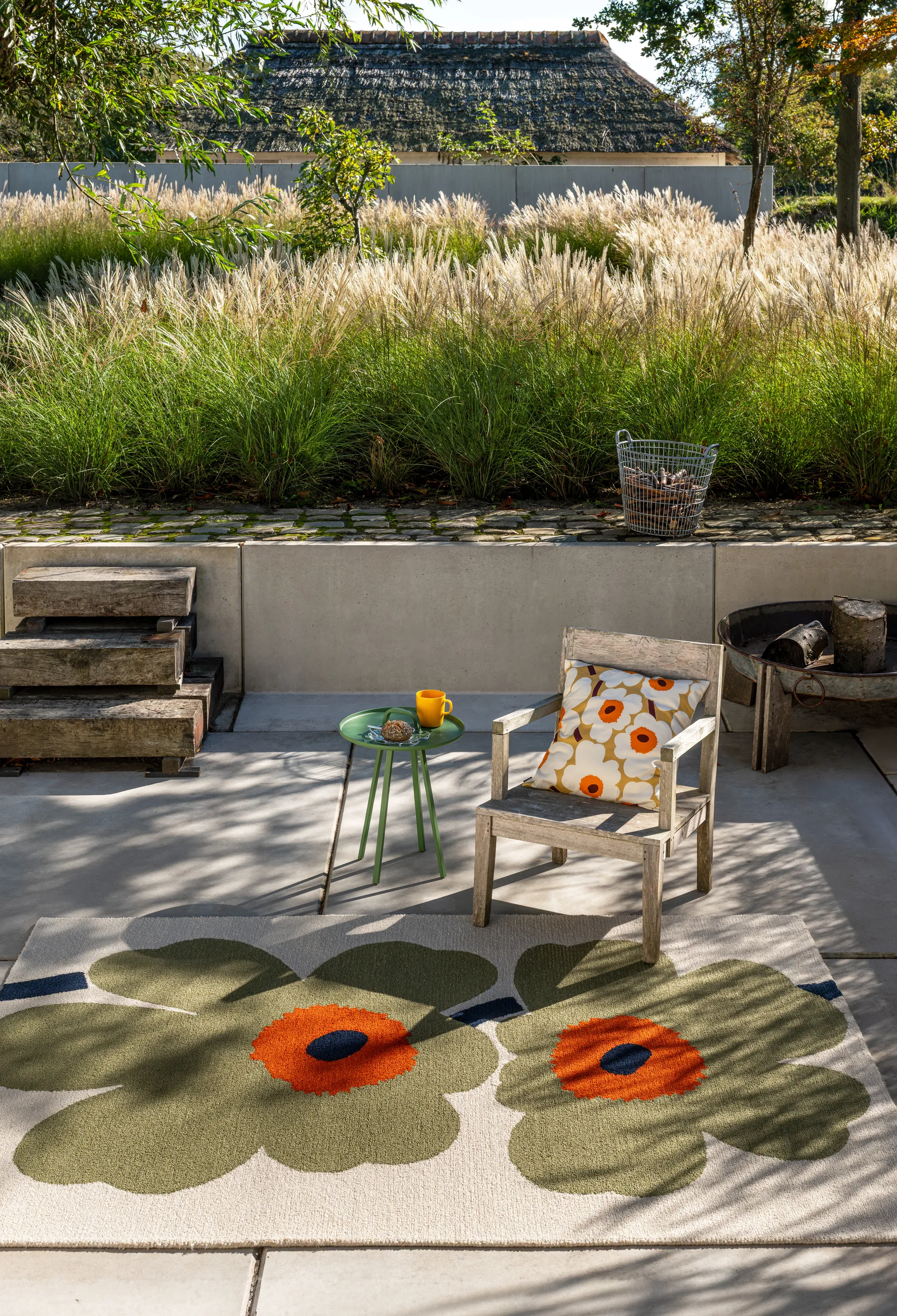 Unikko anniversary outdoor rug, Dusty green, 140x200 cm Marimekko