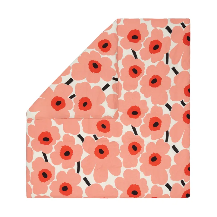 Unikko duvet cover 220x240 cm - Off white-coral-orange red-charcoal - Marimekko