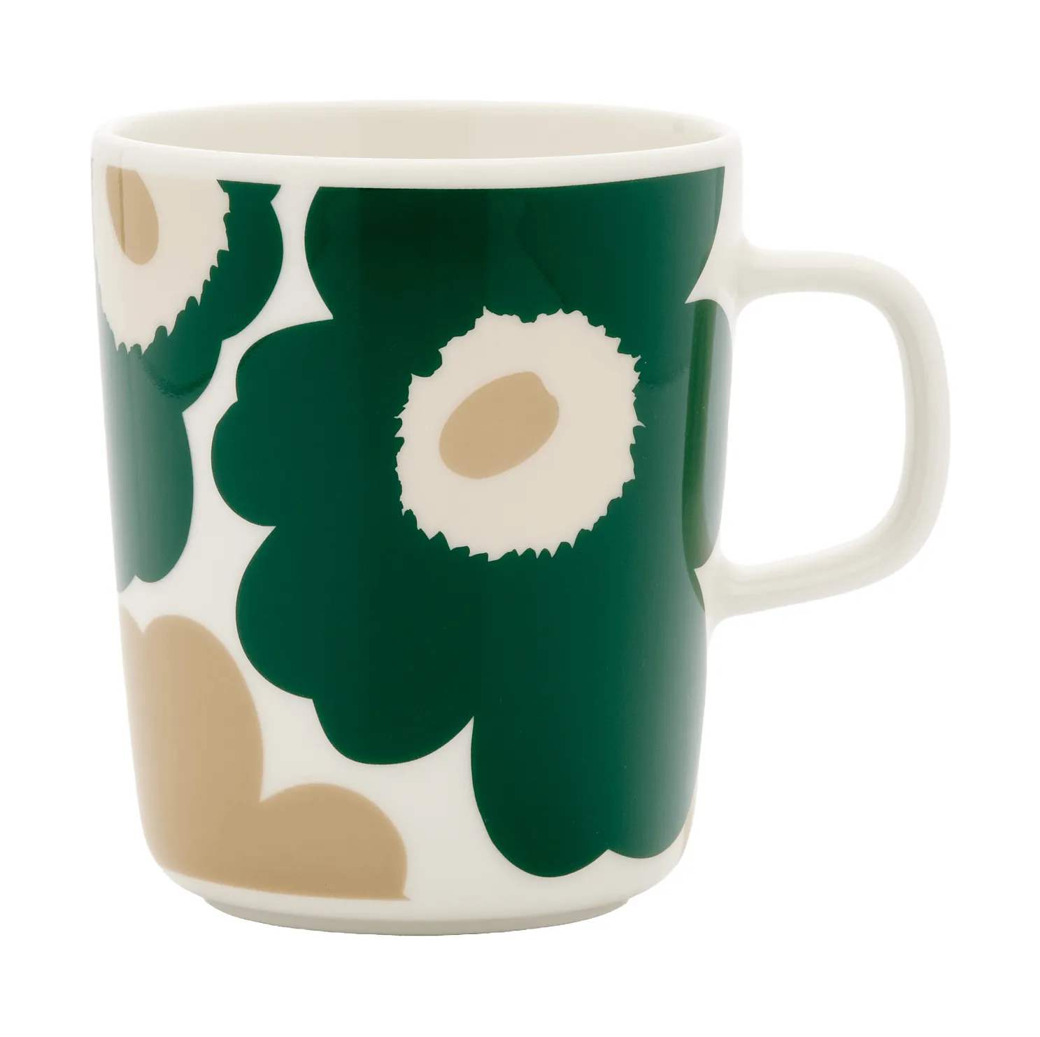 Unikko mug 25 cl, White-dark green-beige-light sand Marimekko