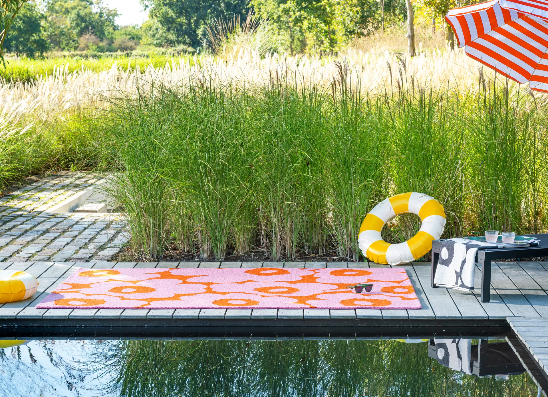 Unikko outdoor rug, Pink-orange, 160x230 cm Marimekko