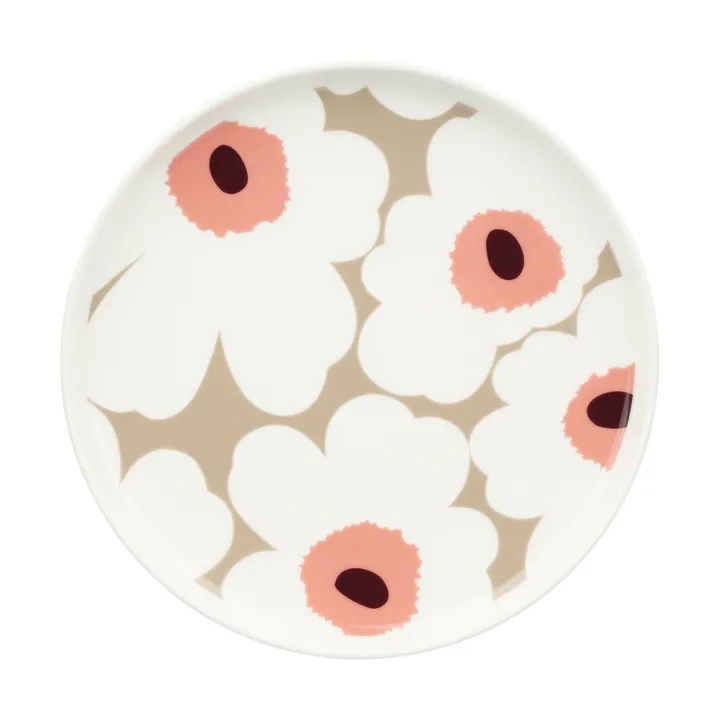 Unikko plate 20 cm - White-clay-powder-dark wine - Marimekko