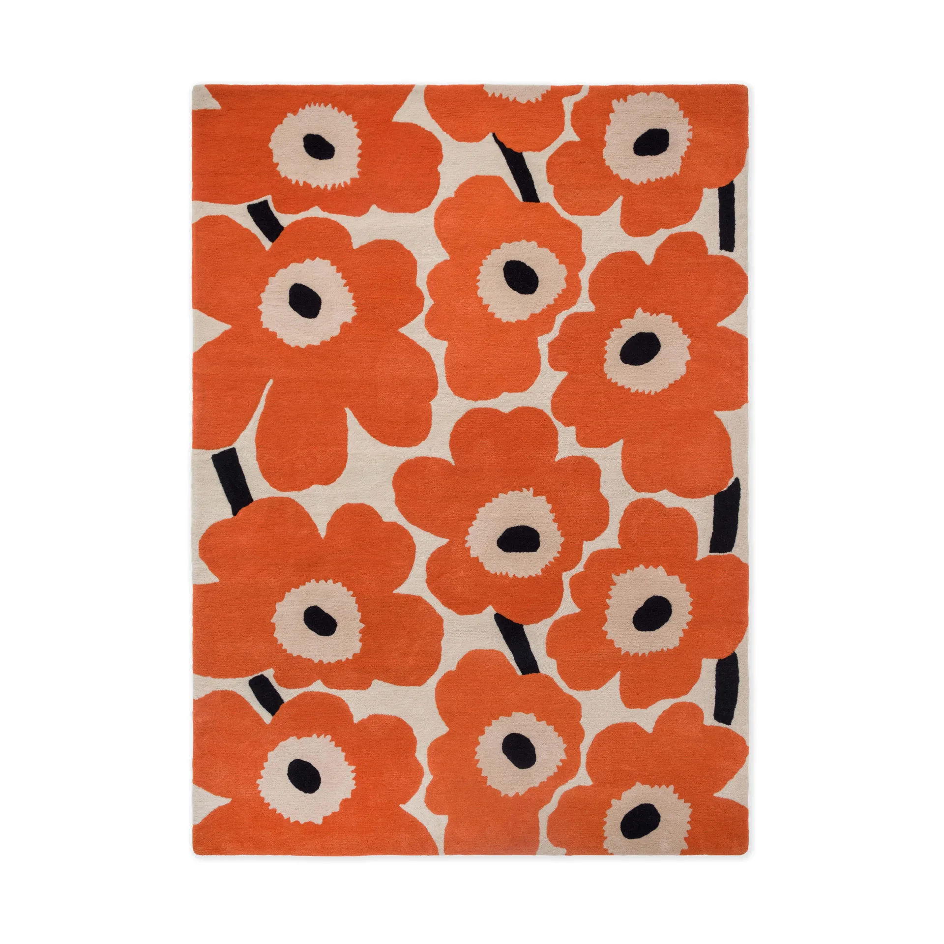 Unikko wool rug, Orange red, 200x280 cm Marimekko