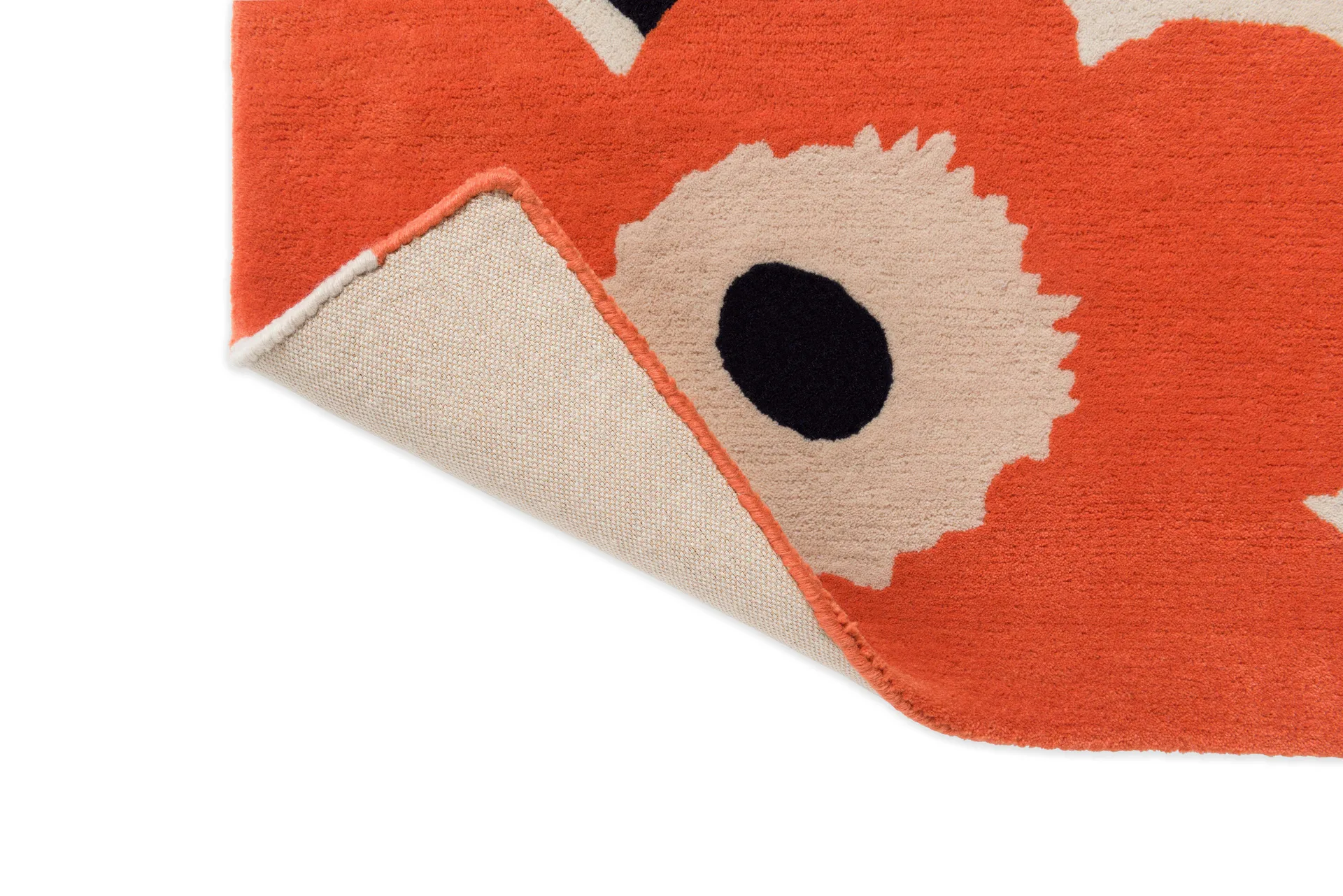 Unikko wool rug, Orange red, 250x350 cm Marimekko