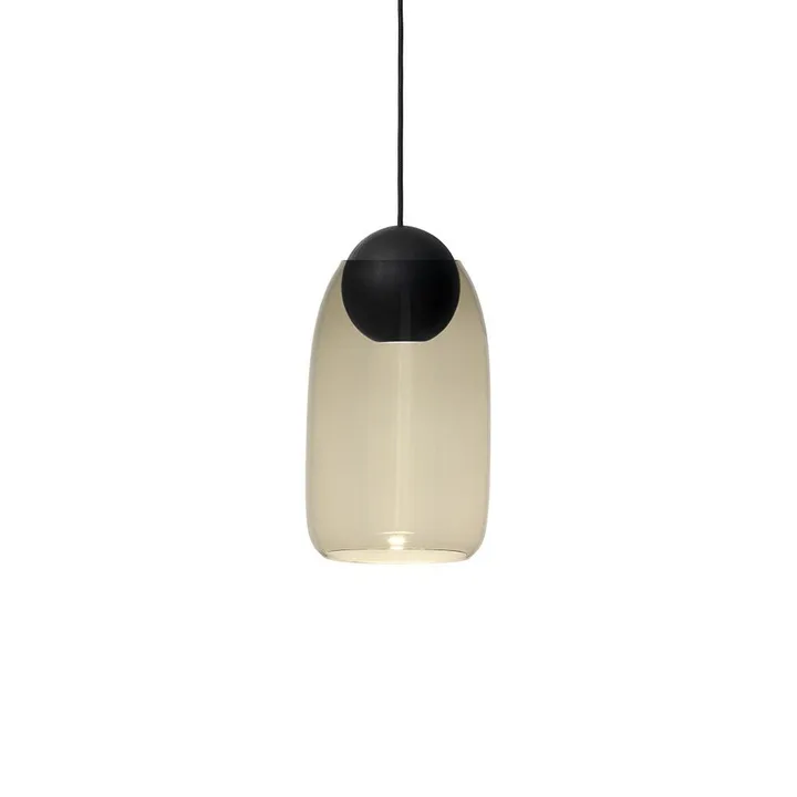Liuku Ball pendant lamp - Smoked glass. black lacquered lind - Mater