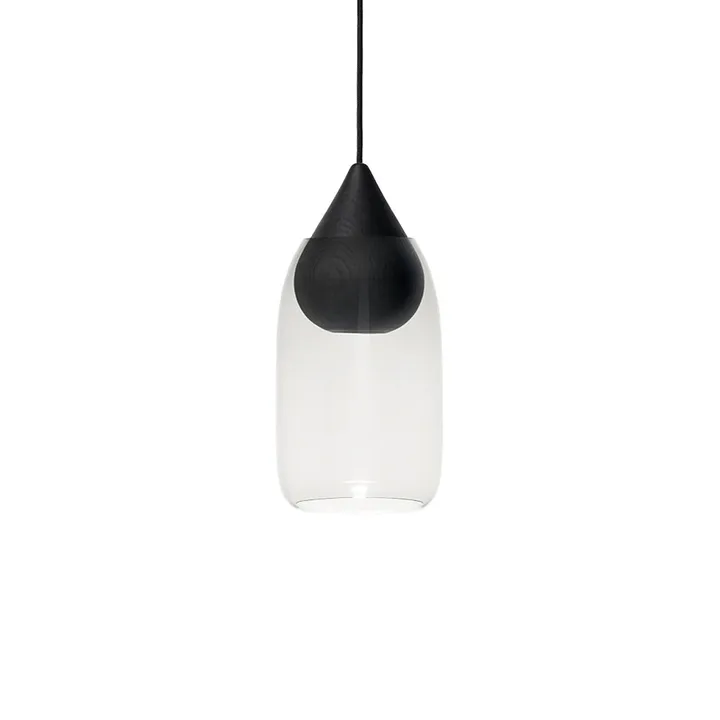 Liuku Drop pendant lamp - Transparent. black lacquered lind - Mater