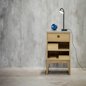 Höllviken bedside table - Light gray-white marble top-1 drawer - Mavis