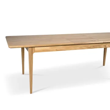 Höllviken dining table - Oak white pigmented matte lacquer-1 insert-limestone ø 50 cm - Mavis