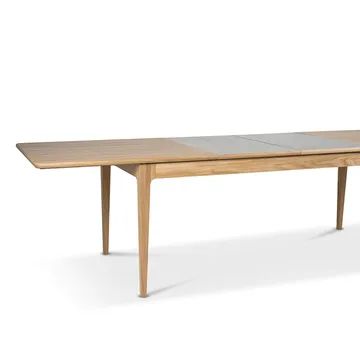 Höllviken dining table - Oak white pigmented matte lacquer-1 insert-limestone ø 50 cm - Mavis