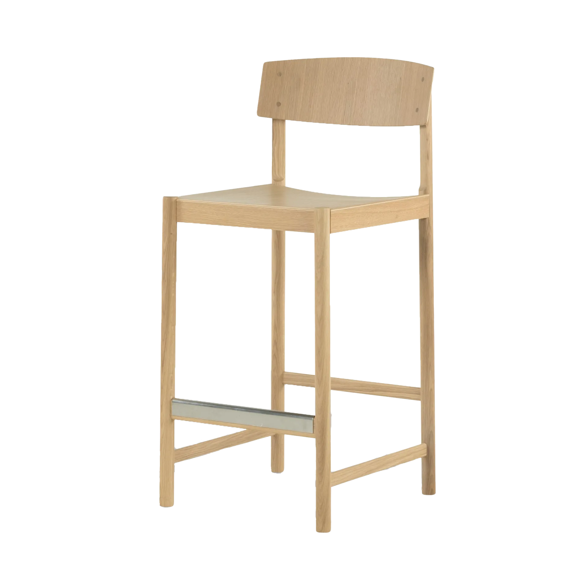 Rod barstool 65 cm, White pigmented matte lacquered oak Mavis