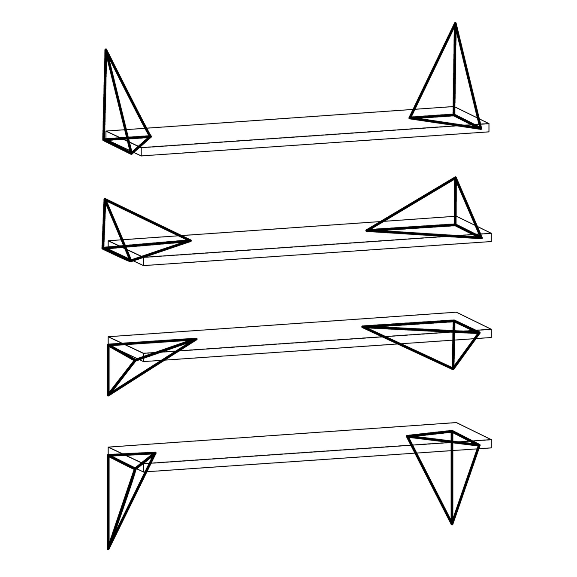 Pythagoras brackets, 2-pack, black Maze