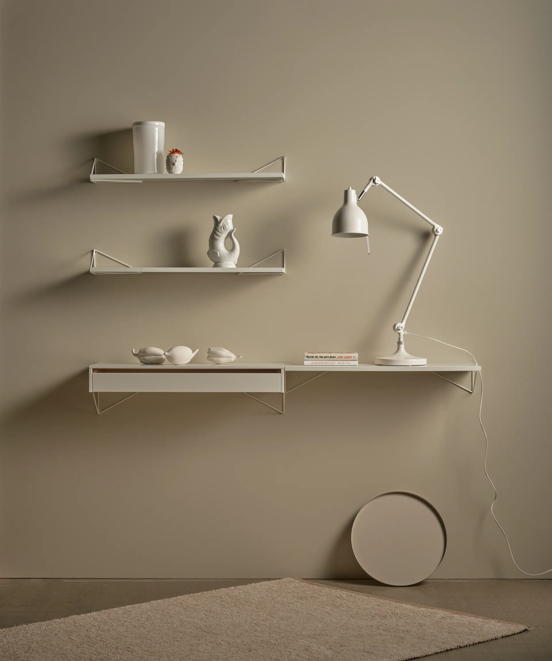 Pythagoras shelf, White, 20x80 cm Maze