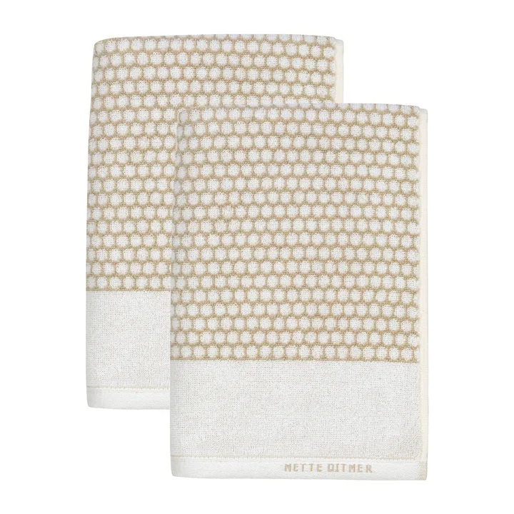 Grid guest towel 38x60 cm 2 pack - Sand-off white - Mette Ditmer