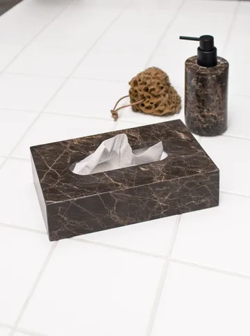 Marble tissue box 14x25.5 cm - Brown - Mette Ditmer