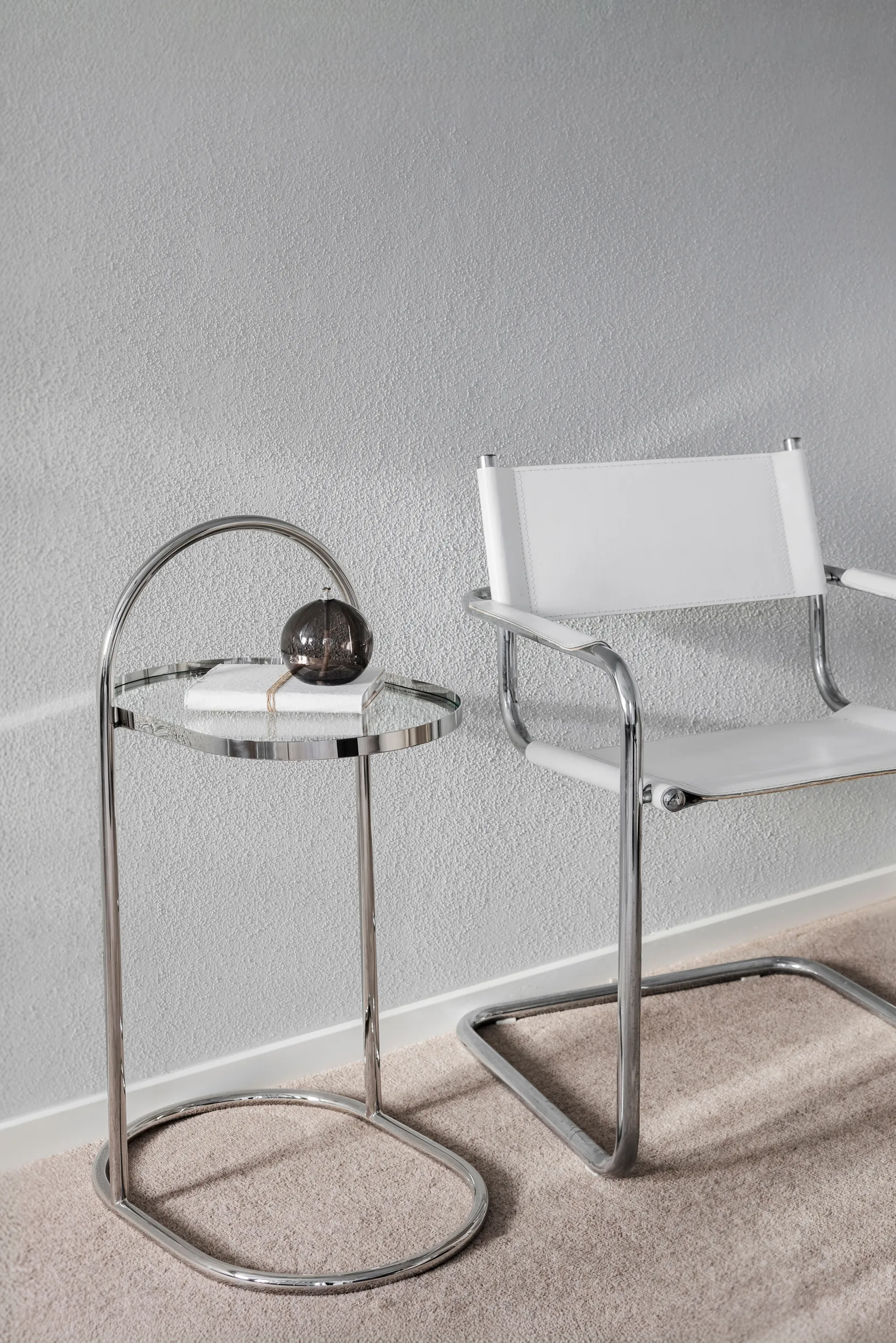 Moves side table, Chrome, 34.5x51x76.5 cm Mette Ditmer