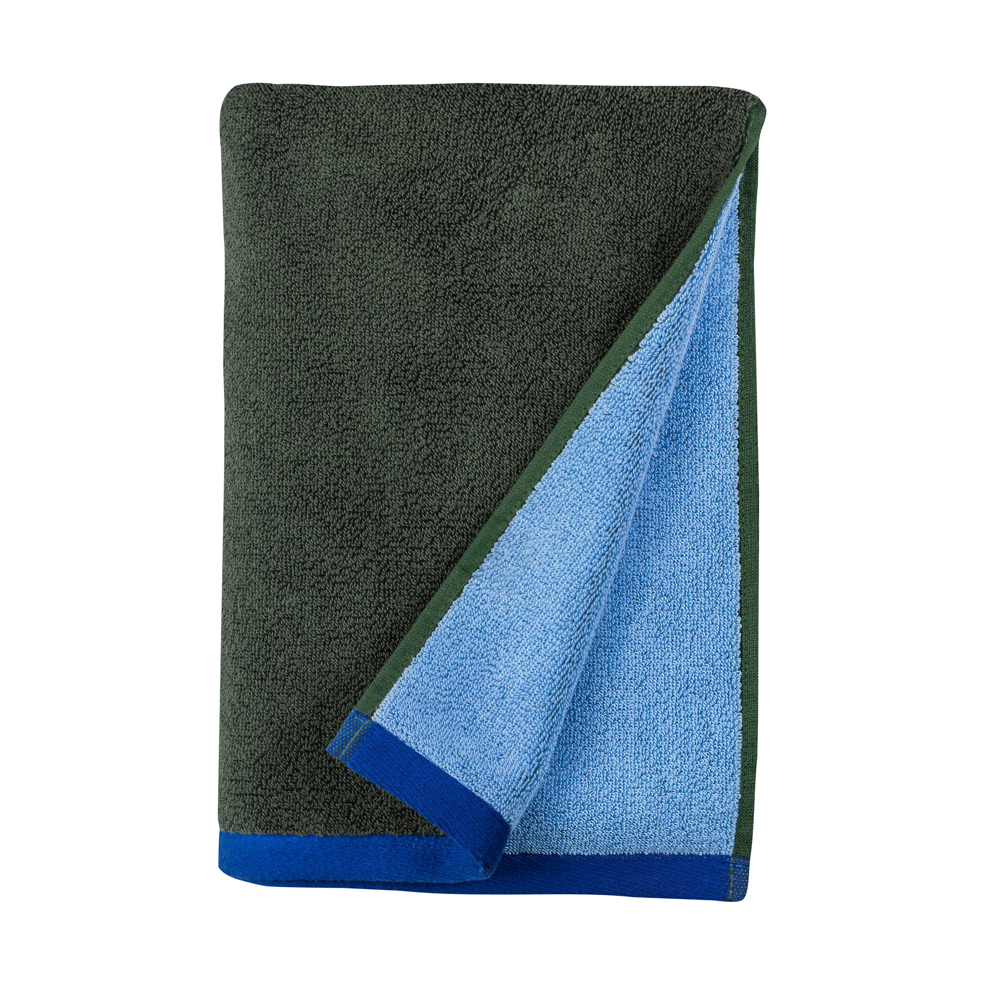 Soft bath towel 70x133 cm, Dark olive-light blue Mette Ditmer