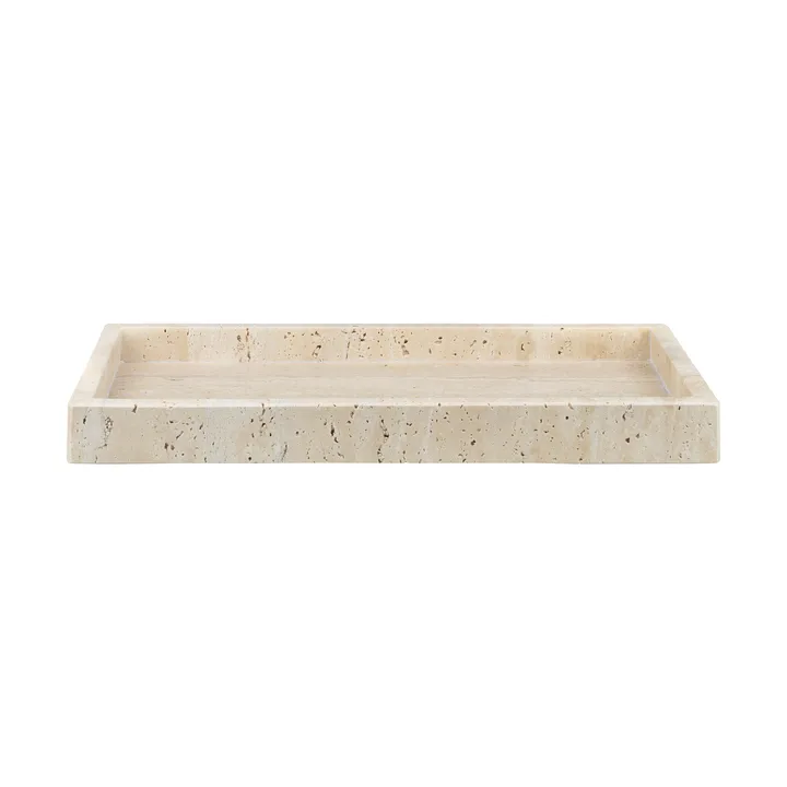 Travertine decorative tray 16x31 cm - Linen - Mette Ditmer
