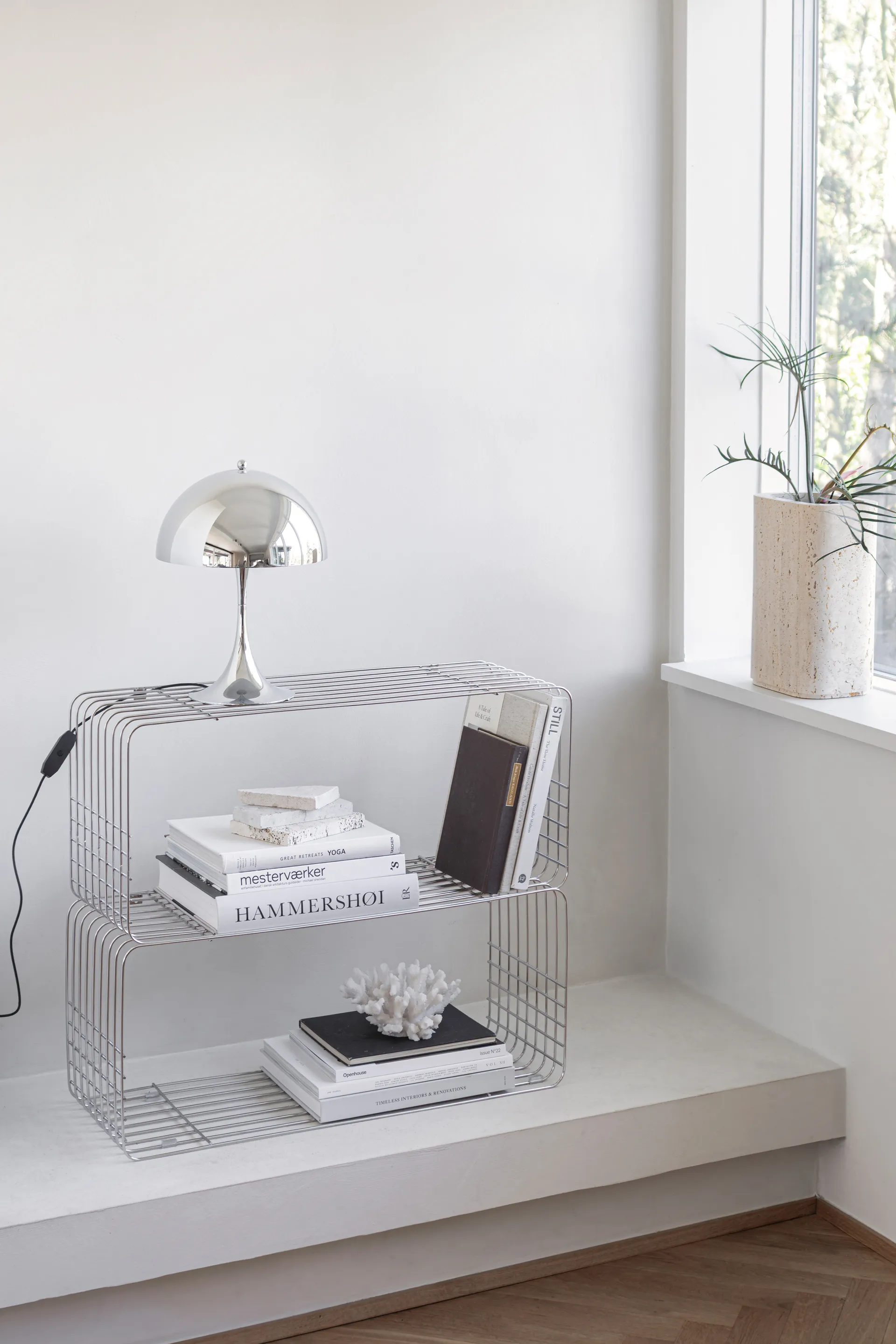 Wire shelf, Chrome, 31x70x26 cm Mette Ditmer