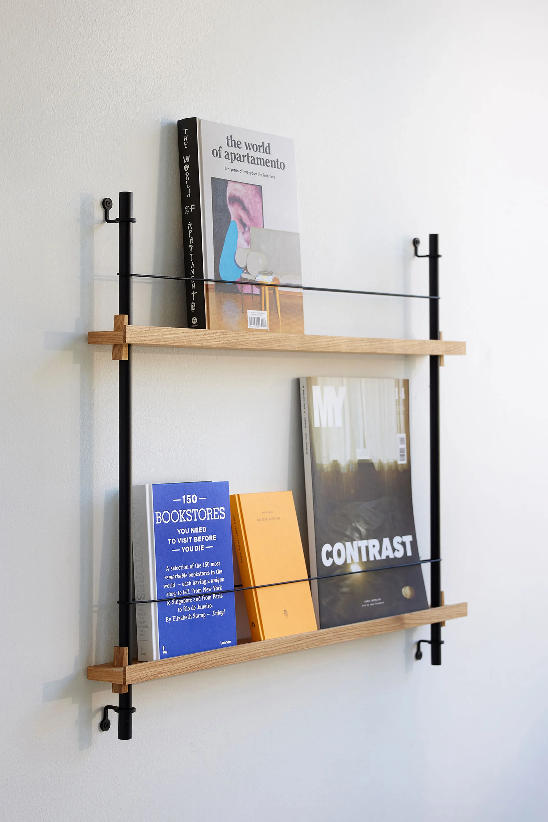 Magazine Shelving magazine rack, Oak-black, 85x180x7 cm, MS.180.1 MOEBE