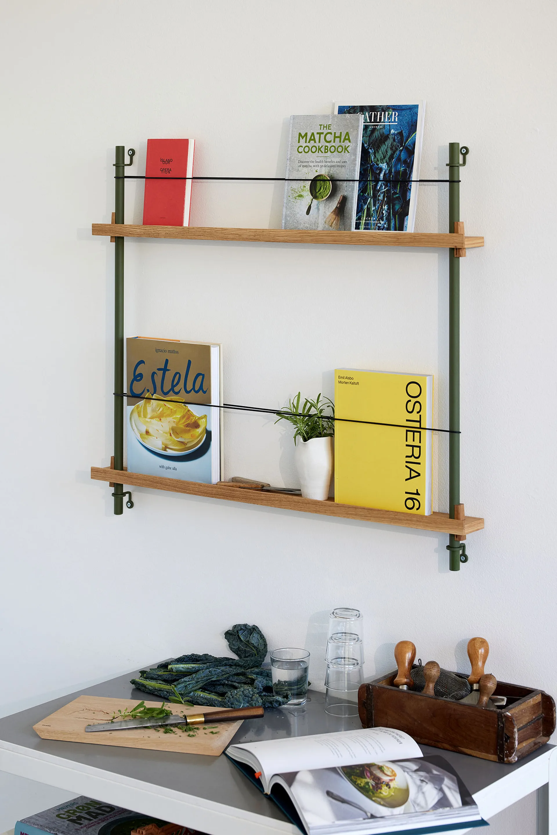 Magazine Shelving magazine rack, Smoked oak-white, 85x180x7 cm, MS.180.1 MOEBE
