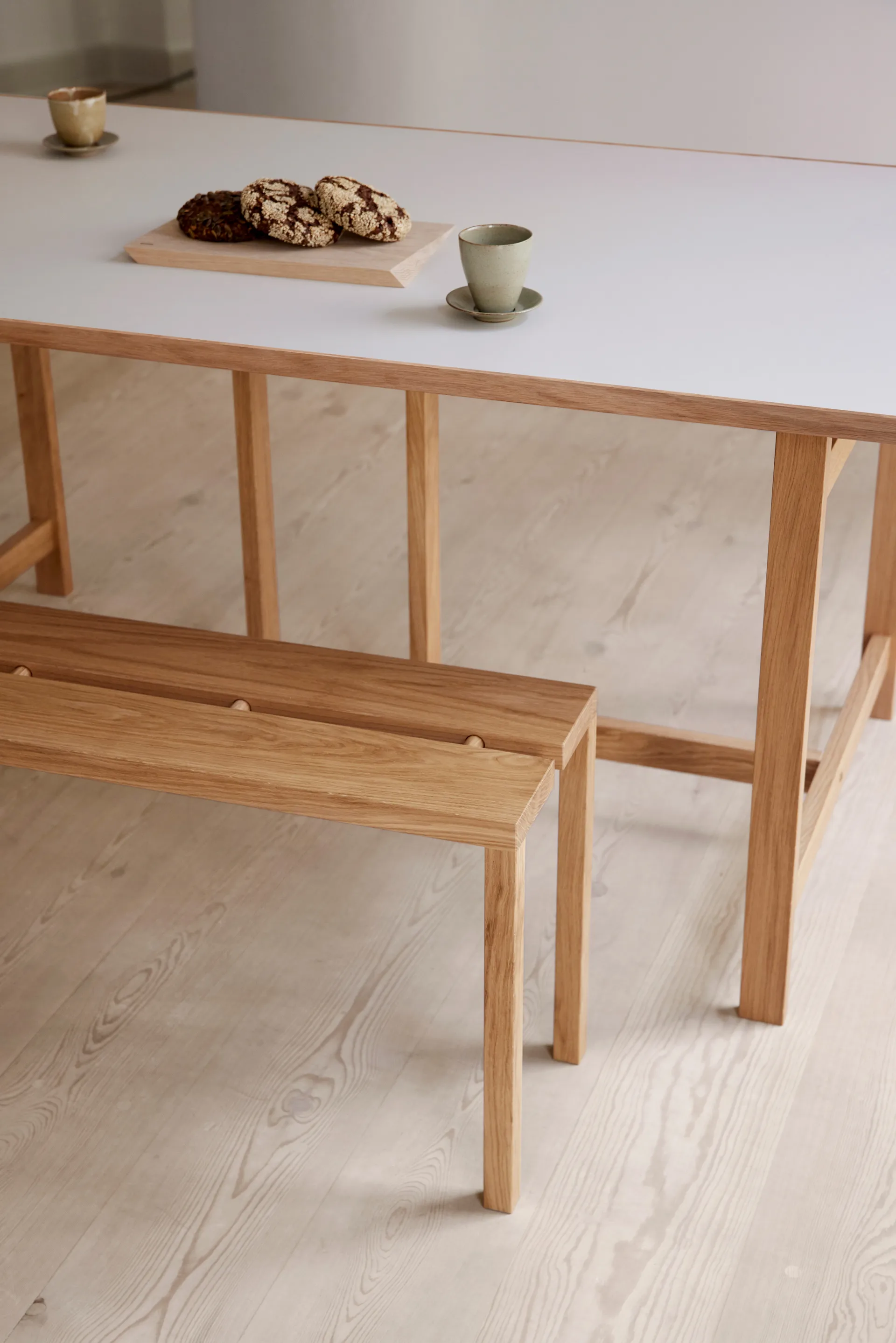 Moebe Rectangular dining table, Light grey, 220x90 cm MOEBE