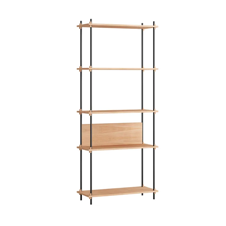 Shelving System classic shelf - Oak-black, 86x200x35 cm, S.200.1.A - MOEBE