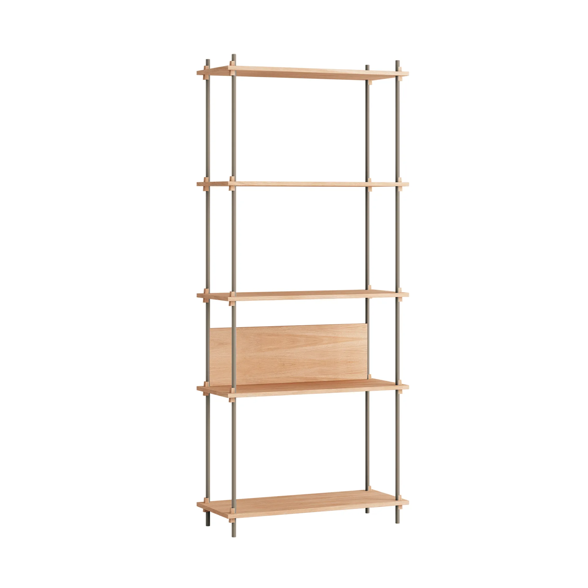 Shelving System classic shelf, Oak-warm grey, 86x200x35 cm, S.200.1.A MOEBE