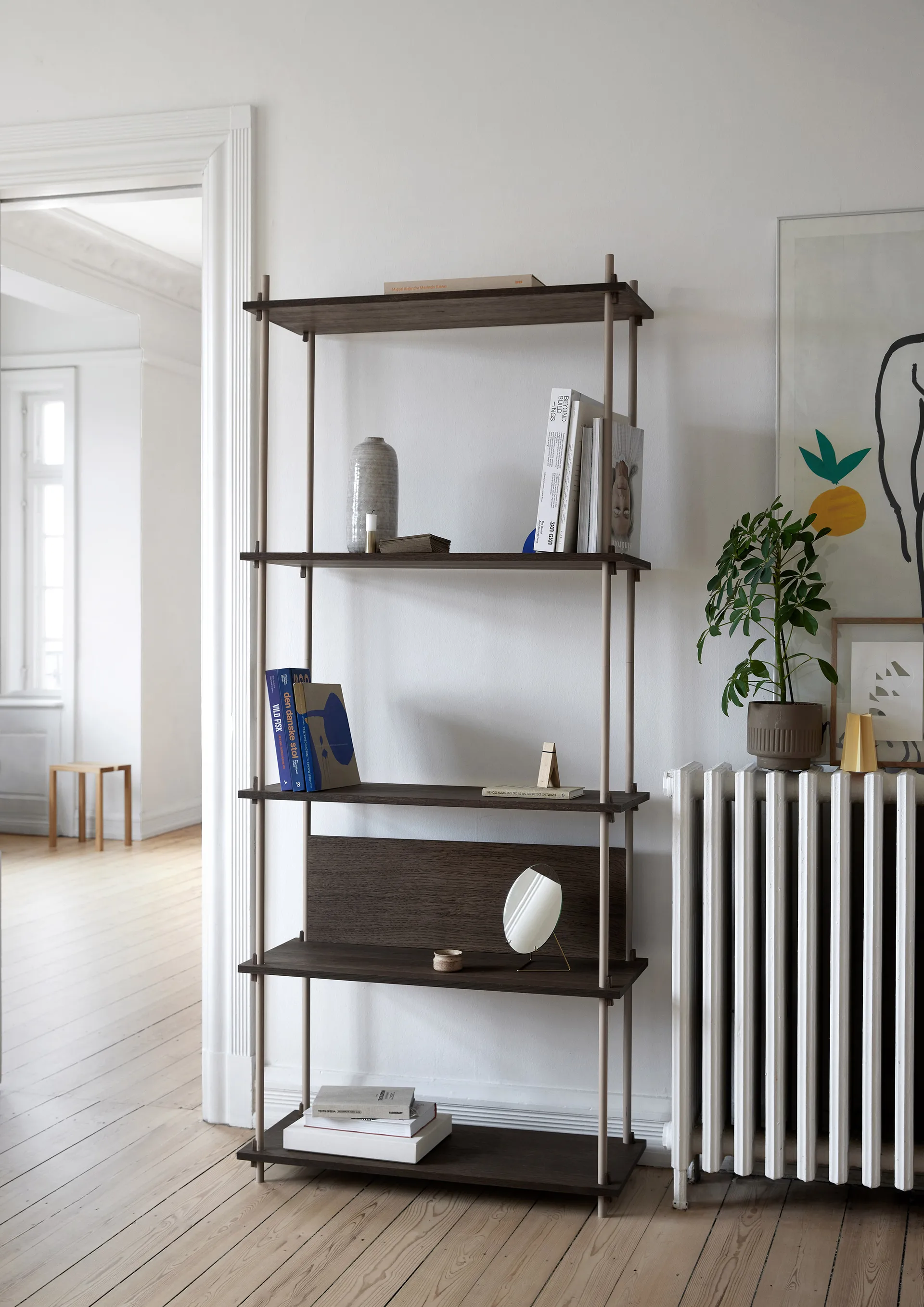 Shelving System classic shelf, Oak-warm grey, 86x200x35 cm, S.200.1.A MOEBE