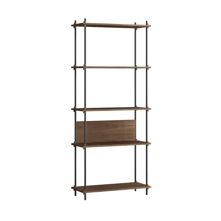 Shelving System classic shelf - Smoked oak-black, 86x200x35 cm, S.200.1.A - MOEBE