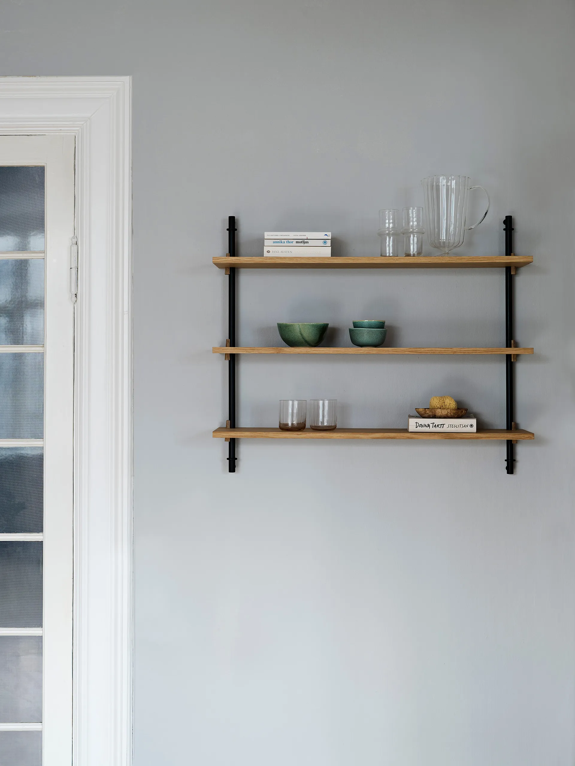 Wall Shelving wall shelf, Oak-warm grey, 92x115x17.5 cm, WS.115.1 MOEBE