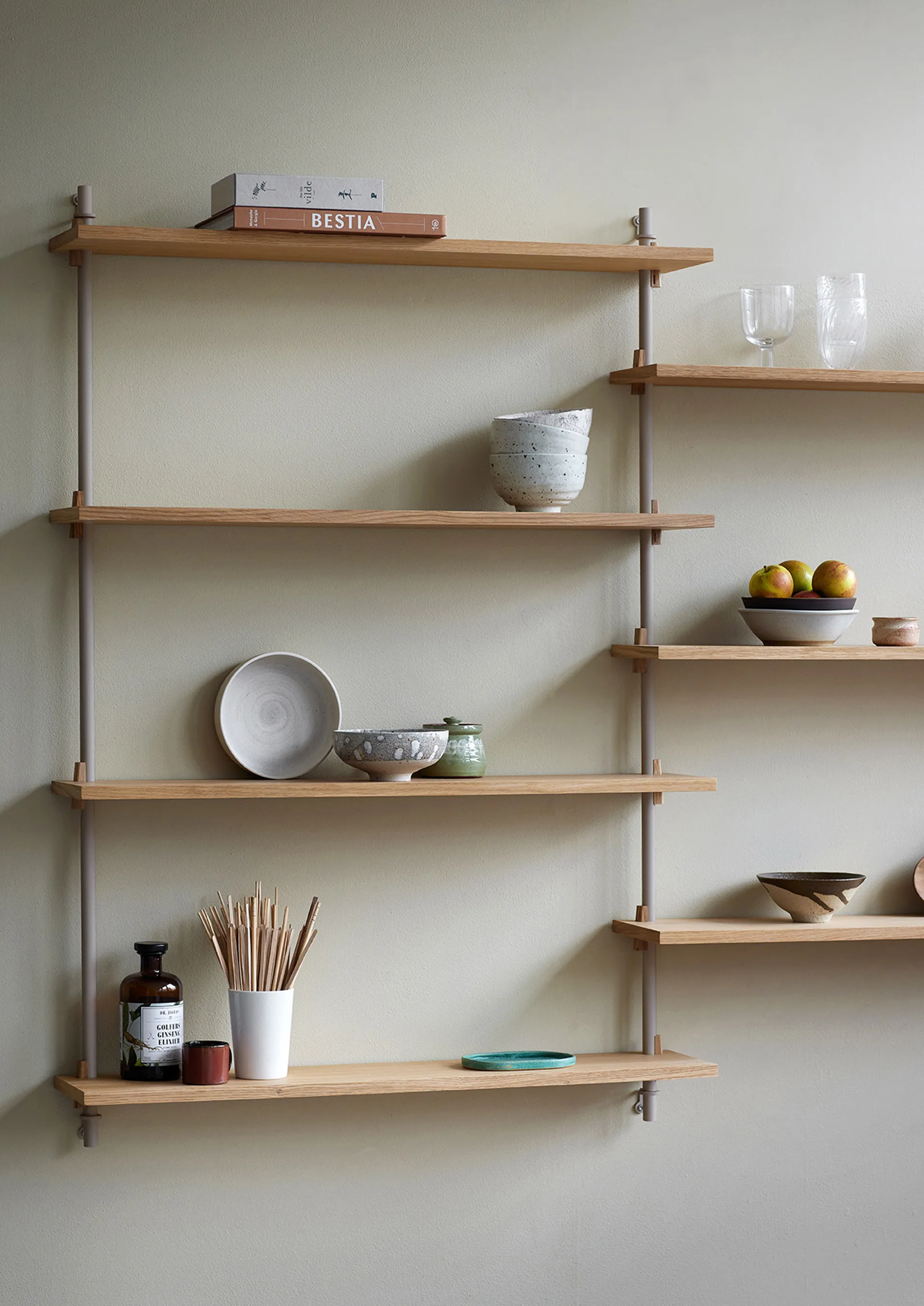 Wall Shelving wall shelf, Smoked oak-warm grey, 92x85x17.5 cm, WS.85.1 MOEBE