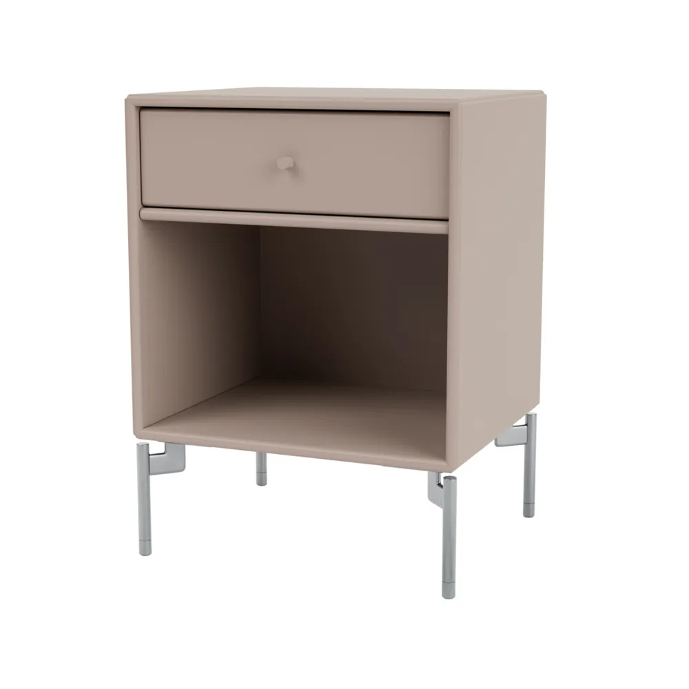 Dream bedside table, Mushroom 137, chrome legs Montana