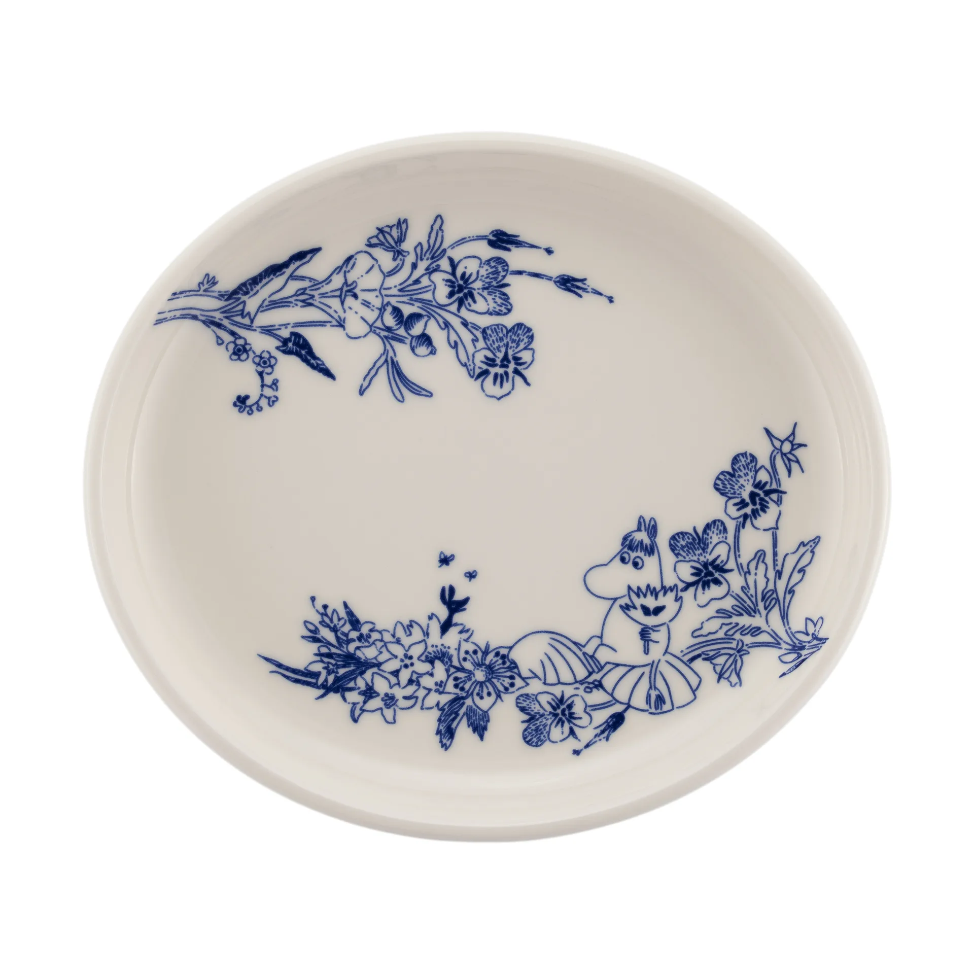 Moomin Haru oval plate 16 cm, Blue-white Moomin Arabia