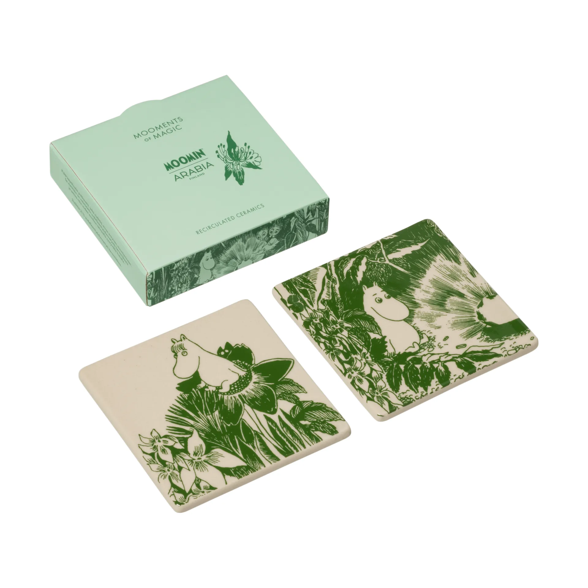 Mystikens skog Mumin coasters, Green, 10x10 cm, 2-pack Moomin Arabia
