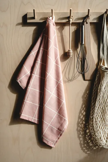 Checks & Stripes kitchen towel - Pink, 50x65 cm - Muurla