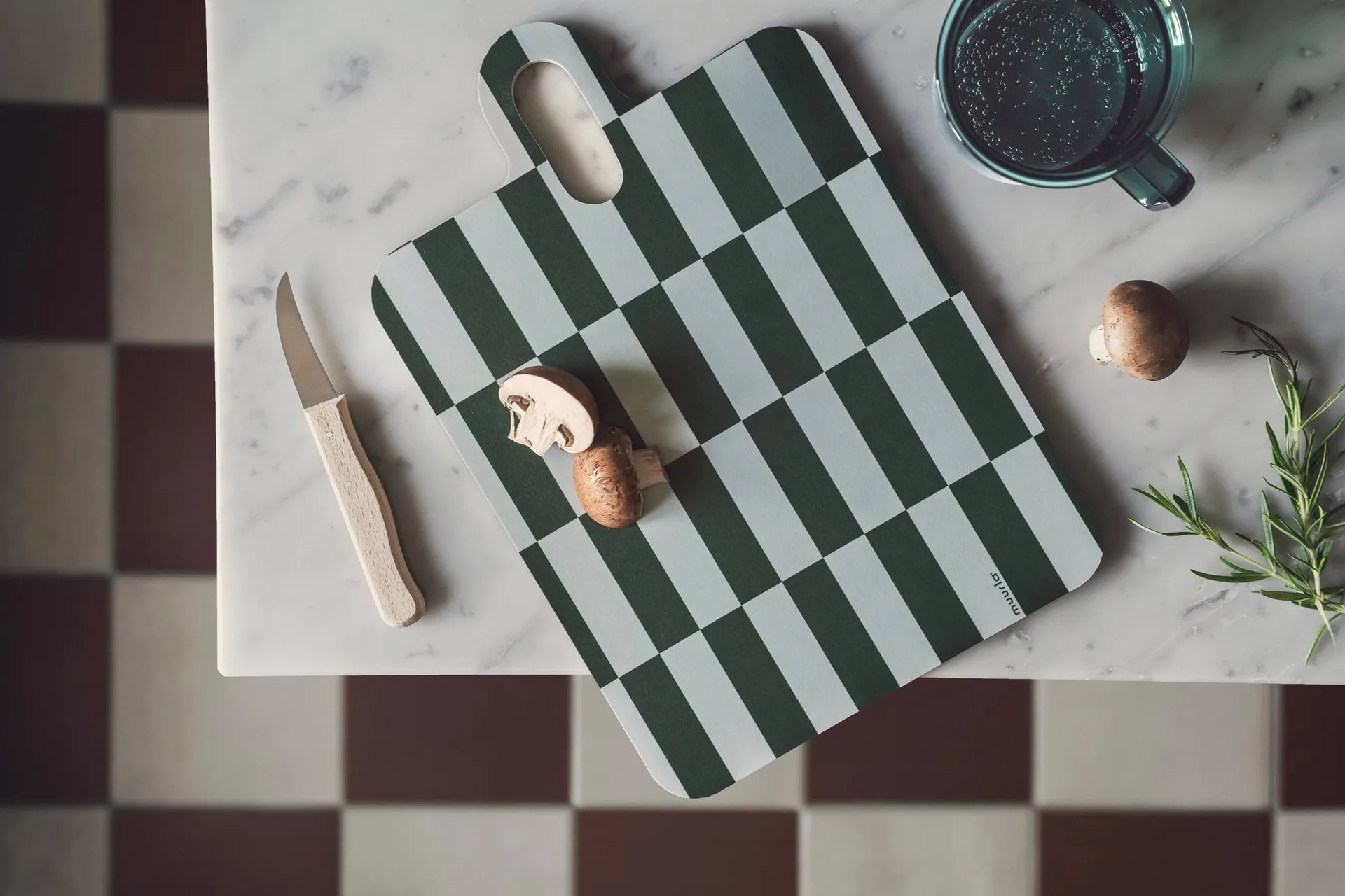 Checks & Stripes tray 21x31 cm, Lilac-blue-green Muurla