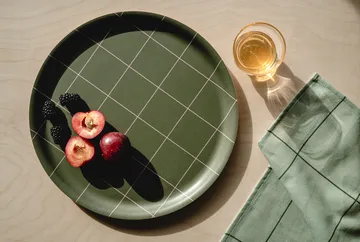 Checks & Stripes tray Ø35 cm - Olive - Muurla