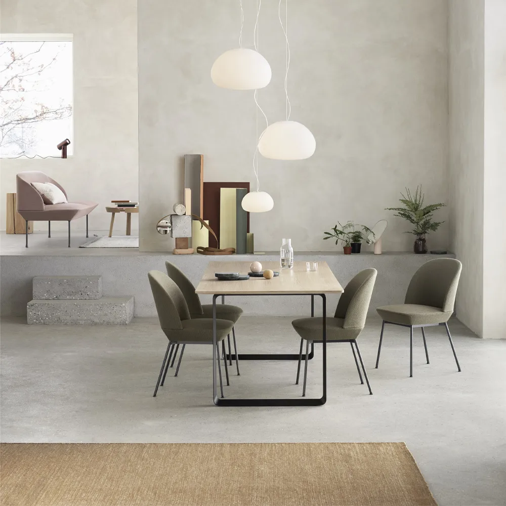 70/70 dining table 225x90 cm, Solid smoked oak-Grey Muuto