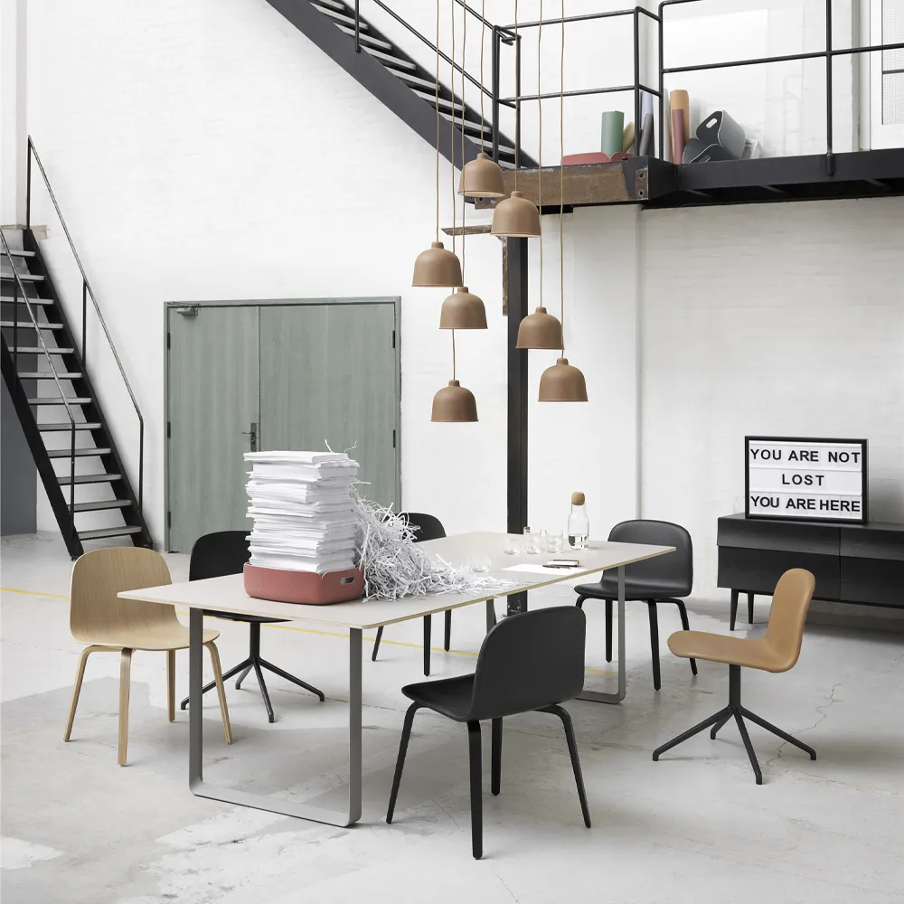 70/70 dining table 255x108 cm, Solid smoked oak-Grey Muuto