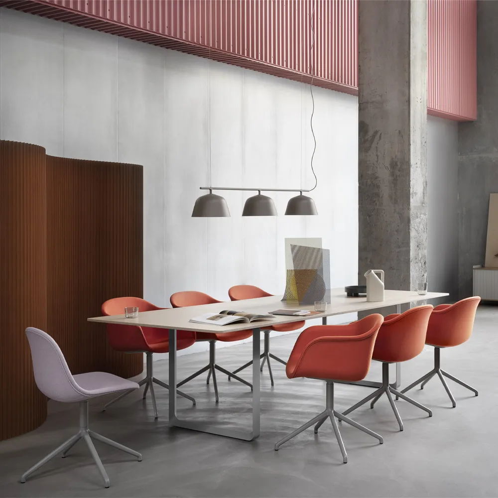 70/70 dining table 295x108 cm, Solid smoked oak-Grey Muuto