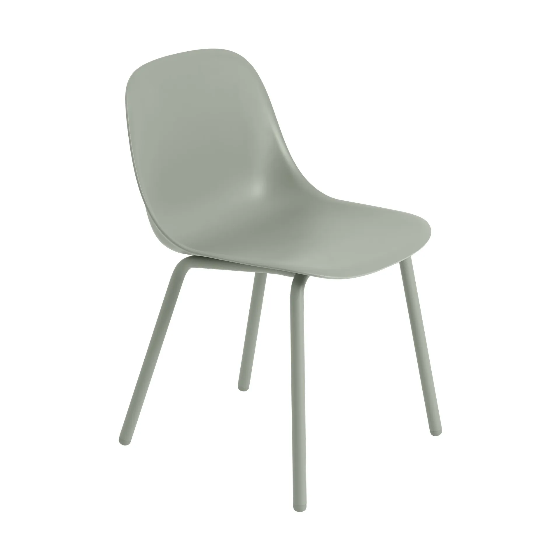 Fiber Outdoor side chair with steel legs, Dusty green Muuto